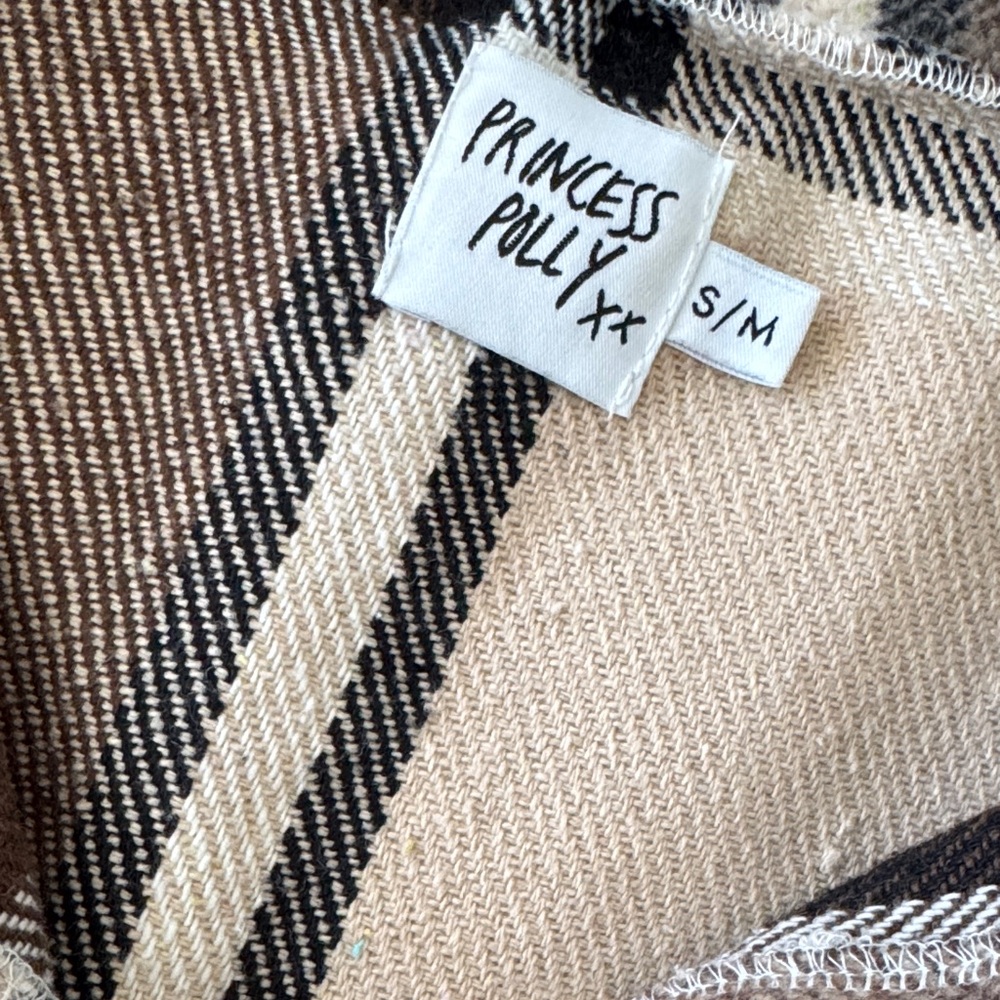 Princess Polly Brown and Cream Plaid Button Down Shirt - Picture 2 of 2
